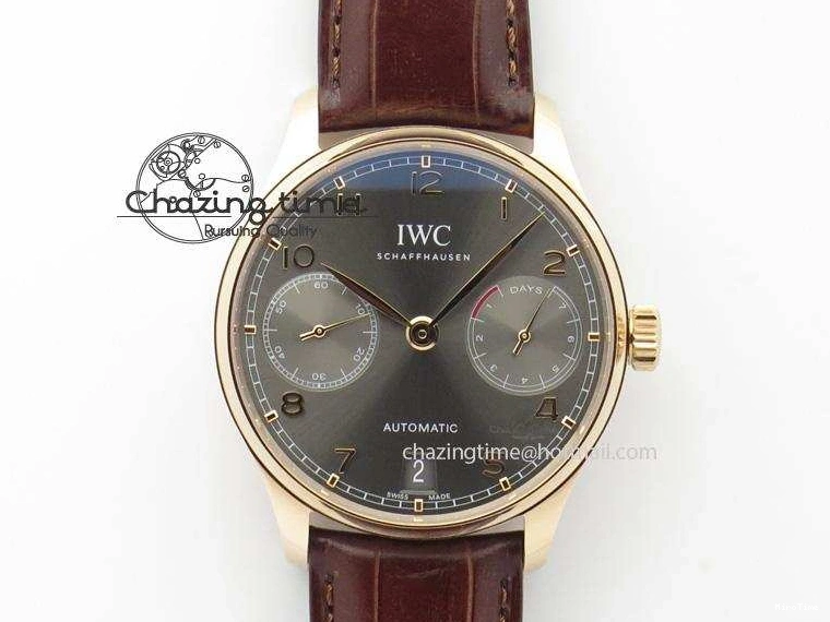 MIROTIME 1219 Unisex Portuguese Real PR RG IW500702 ZF 1:1 Best Edition On Brown Leather Strap A52010 V 7303